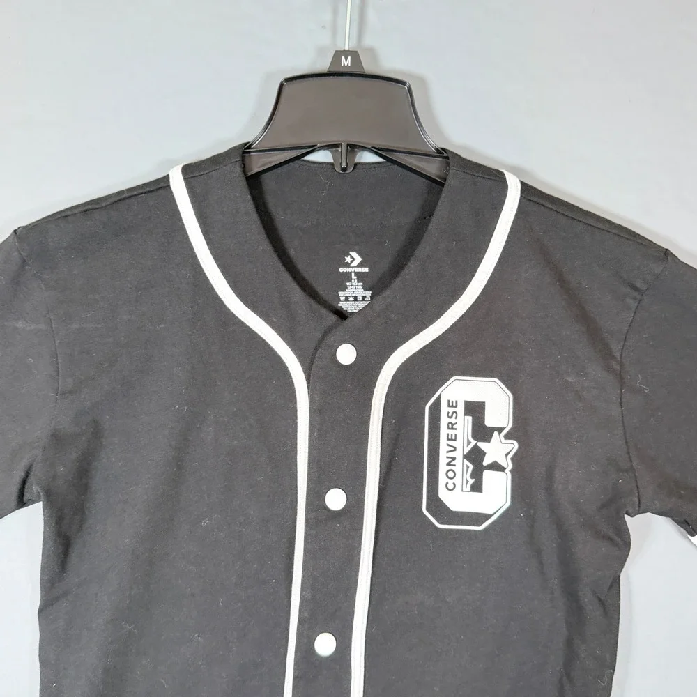 Converse All Star Athletic Dept Baseball Jersey Shirt Youth Large 12-13 Black